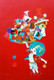 puppy, chicky, boy holding lot of weight, boy holding basket,puppy in the bajrangbali mood,ART_805_5756,Artist : Shiv kumar Soni,acrylic on canvas