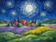 Moonlit Nocturne Over Pastoral Hills (PRT-15697-127122) - Canvas Art Print - 60in X 45in