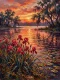 Crimson Irises At Twilight (PRT-15697-126743) - Canvas Art Print - 45in X 60in