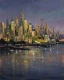 Twilight Skyline And Sailboats (PRT-15697-128338) - Canvas Art Print - 48in X 60in
