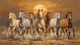 Golden Dust And Hooves (PRT-15697-128427) - Canvas Art Print - 60in X 33in