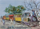 Locomotive (PRT-17504-128510) - Canvas Art Print - 12in X 9in
