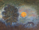 night, sunset, horse,Night Grazing,ART_1295_11217,Artist : Shoba Prakash,Oil