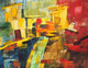 abstract Street, abstract, Ramesh, architect, building, modern painting, Street, contrast colour painting, Houses,Street 1,ART_1380_11525,Artist : Ramesh AR,Acrylic
