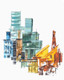 abstract city, Blue, abstract, Ramesh, architect, building, modern painting, Street, contrast colour painting,City 1,ART_1380_11520,Artist : Ramesh AR,Acrylic