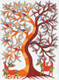 tree, colorful, tribal,folk, forest, leaves. jungle, vibrant, ,Towering Tree,ART_283_7222,Artist : Suruchi Agarwal,Acrylic