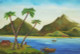 Landscape, Mountains, River, Boat, Coconut Trees,Landscape-VI,ART_1462_11947,Artist : Divya Kakkar,Oil