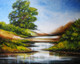 landscape, seascape, trees, forest, river, ,Serenity,ART_1268_10958,Artist : Rituja  Gayen,Acrylic