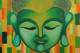 Austerity -  36in x 23in (Border Framed),DISH4_3728,Green,,Buddha;Latest Collection;By Orientation and Size/Horizontal/Large,