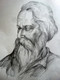 PORTRAIT, SIDE FACE, RABINDRANATH TEGOR,RABINDRANATH TEGOR,ART_1664_14084,Artist : SHAILEYEE  DAS,Pencil