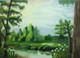 Forest, Lake, Nature, Landscape, Trees,Lake in Forest,ART_1718_14134,Artist : Prabhmeet Kaur  Dang,Oil
