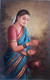 rajasthani, lady,Rajasthani Lady in Garden,ART_1090_14417,Artist : Mohan Verma,Oil