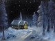 Winter, Snow, Christmas, Church, night, stars,Snowy Christmas,ART_1798_14584,Artist : Ankush Bhayekar,Oil