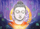 White purple shads Buddha (ART_1522_15141) - Handpainted Art Painting - 36in X 24in