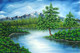 Nature , Landscape , Tree , Lake , Mountain,A Greeny Day (SA108),ART_1995_16739,Artist : Sijo Joseph,Oil