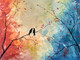 Birds,Tree,Autumn,Abstract birds,Bright,Aesthetic,Autumn Birds,ART_2144_17574,Artist : Anirban Kar,Poster Colors