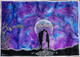 silhouette, StarryNight, traveler,Travellers in One Starry Night.,ART_2460_18565,Artist : Sudhir Mishra,Mixed Media