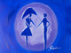 Blue silhouette , Friendship , Umbrella , People , Lovers , True love , Couple ,Silhouette in Two,ART_2934_20651,Artist : Ravi Viswanathan,Acrylic