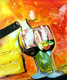 The Love Wine (ART_2886_20202) - Handpainted Art Painting - 11in X 12in