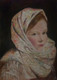 Young girl, century, old, portrait, masterpiece, reproduction, oil on canvas,Portrait--Young girl in a shawl,ART_2586_19074,Artist : MALINI MENON,Oil