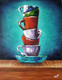 Stack, Cups, Saucer,A Stack of 6 Cups,ART_2525_21516,Artist : PANKTI JAIN,Oil