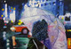 Girl, Umbrella, Night, Street, Women ,A girl with umbrella on street at night,ART_2525_20920,Artist : PANKTI JAIN,Water Colors