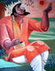 Baul singer (ART_3164_21681) - Handpainted Art Painting - 12in X 15in