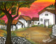 Village-love of nature (ART_2756_19711) - Handpainted Art Painting - 18in X 14in
