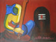 Lord Ganesha and Shiva  (ART_3284_21916) - Handpainted Art Painting - 28in X 21in