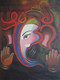 Lord Ganesha  (ART_3284_21952) - Handpainted Art Painting - 18in X 24in