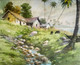 Fishermen houses (ART_662_21933) - Handpainted Art Painting - 13in X 10in