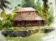 Kerala House (ART_662_21926) - Handpainted Art Painting - 14in X 10in