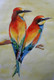 Watercolour birds (ART_3451_22655) - Handpainted Art Painting - 7in X 10in