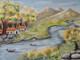 River in Village (ART_325_6263) - Handpainted Art Painting - 12in X 9in