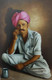 Rajasthani Man (ART_1090_23046) - Handpainted Art Painting - 24in X 36in