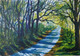 Road in green nature (ART_3807_24260) - Handpainted Art Painting - 7in X 10in