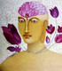 Human Buddha (ART_3880_24578) - Handpainted Art Painting - 18in X 18in