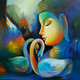 Buddha 5 (ART_3298_24270) - Handpainted Art Painting - 24in X 24in