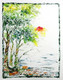 Scenery Art 13 - 11in X 13in,ART_KAPL45_1113,Mixed Media,Fingerprint work,Houses,Tents,Landscape,Nature,Tree,Artist Kankana Pal - Buy Paintings Online in India.
