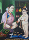 Yashoda and Krishna (ART_3983_25091) - Handpainted Art Painting - 18in X 24in