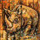 The Strength- Beautiful Rhino Art Painting (ART_2571_25219) - Handpainted Art Painting - 18in X 18in