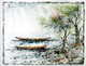 Boat and Tree02 - 13in X 10in,ART_KAPL54_1310,Mixed Media,Landscape,river,boat,Artist Kankana Pal - Buy Paintings Online in India.