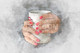 Cup Of Coffee With Beautiful Red Manicure (PRT_69) - Canvas Art Print - 32in X 21in