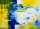 Yellow Blue Abstract (FR_1523_23804) - Handpainted Art Painting - 36in X 24in