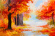 Colourful Autumn Forest (PRT_152) - Canvas Art Print - 25in X 16in