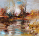 Landscape On Lake Shore (PRT_158) - Canvas Art Print - 23in X 21in