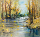 River In Autumn Forest (PRT_163) - Canvas Art Print - 23in X 21in