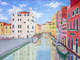 Buildings by the Canal (ART_4235_26877) - Handpainted Art Painting - 16in X 12in (Framed)