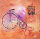 Vintage Bycycle (ART_396_13905) - Handpainted Art Painting - 18in X 18in