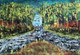 Blue forest river (ART_4551_27741) - Handpainted Art Painting - 22in X 15in